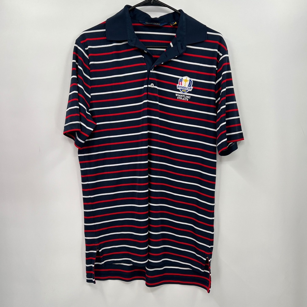Polo Golf Ralph Lauren M Polo Shirt Mens Navy Striped Ryder Cup 2020 Whistling